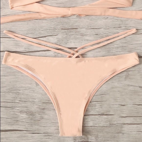 Pink Silky Criss Cross Bikini Set - Picture 3 of 4